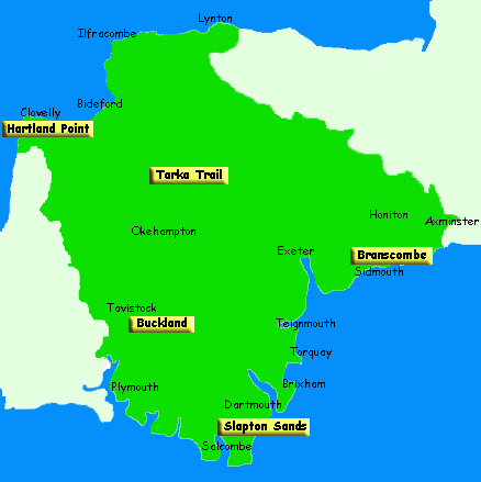 Walks in Devon map